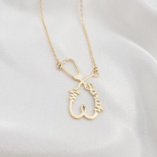 Doctors Name Pendent / Stethoscope Necklacee
