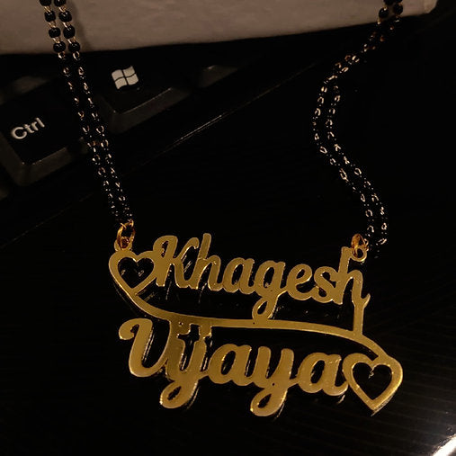 Double Heart Name Mangalsutra