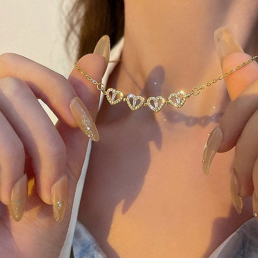 4 Heart Stone Necklace | 2 Varients Minimalist Necklace