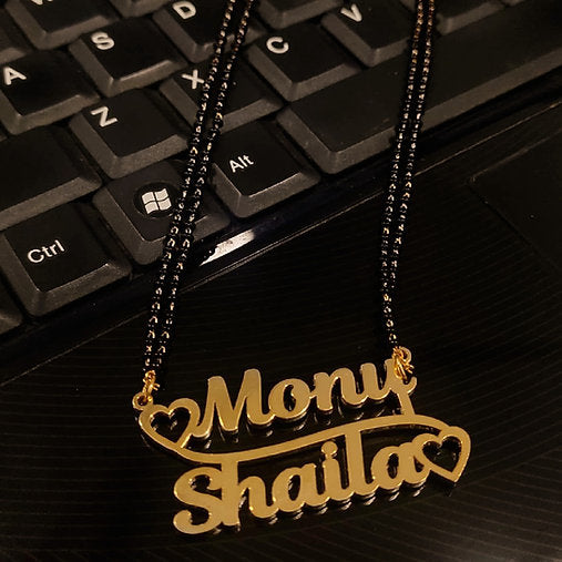 Double Heart Name Mangalsutra