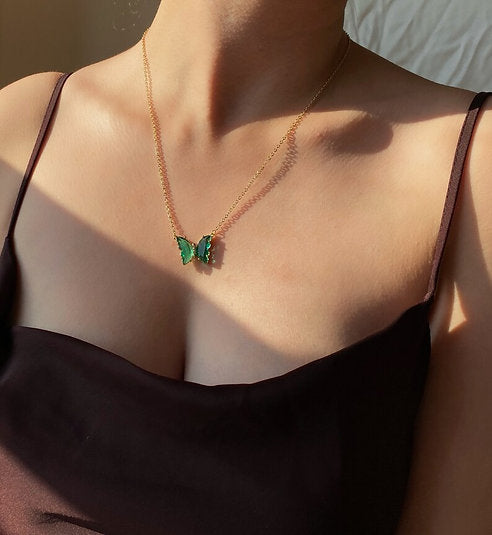 Butterfly Crystal Necklace | Minimalist Necklace