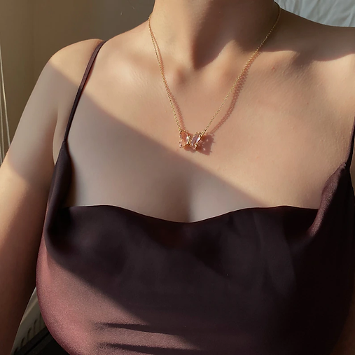 Butterfly Crystal Necklace | Minimalist Necklace