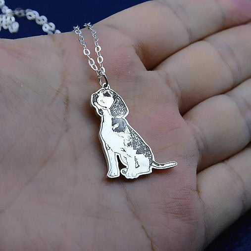 Pet Photo Engraved Necklace, Personalized Pet Memorial Photo Necklace, Dog / Cat