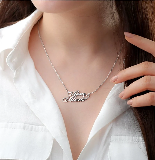 Double Name Chain With Heart
