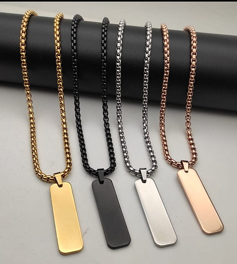 Mens Name Necklace (Flat Bar)