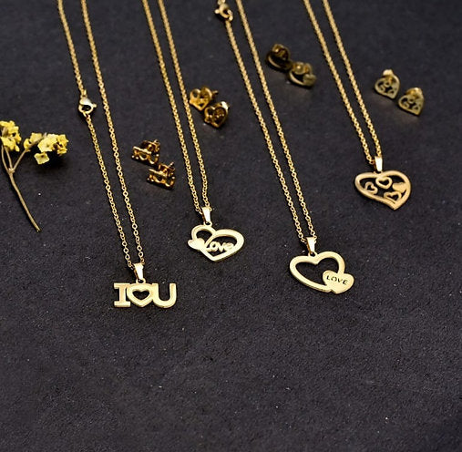 Heart Love Necklace with Earring