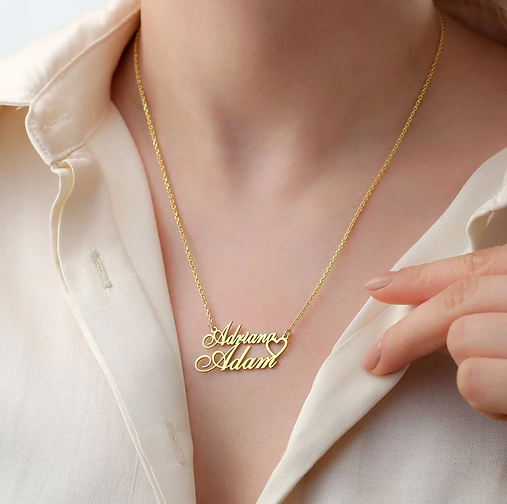 Double Name Chain With Heart