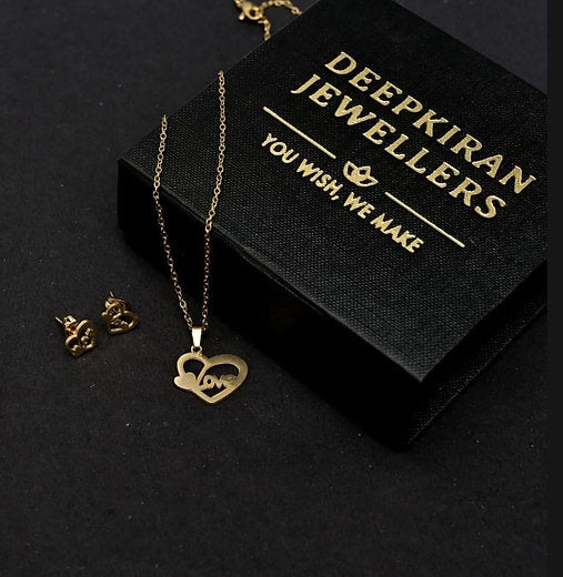 Heart Love Necklace with Earring