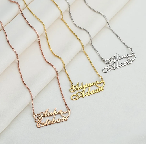 Double Name Chain With Heart