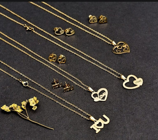 Heart Love Necklace with Earring