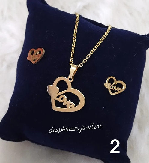 Heart Love Necklace with Earring
