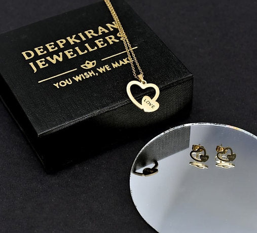 Heart Love Necklace with Earring