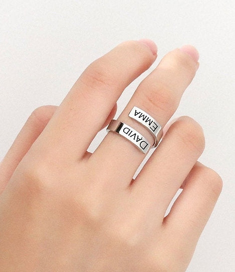 Double name Engraved Ring