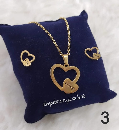 Heart Love Necklace with Earring