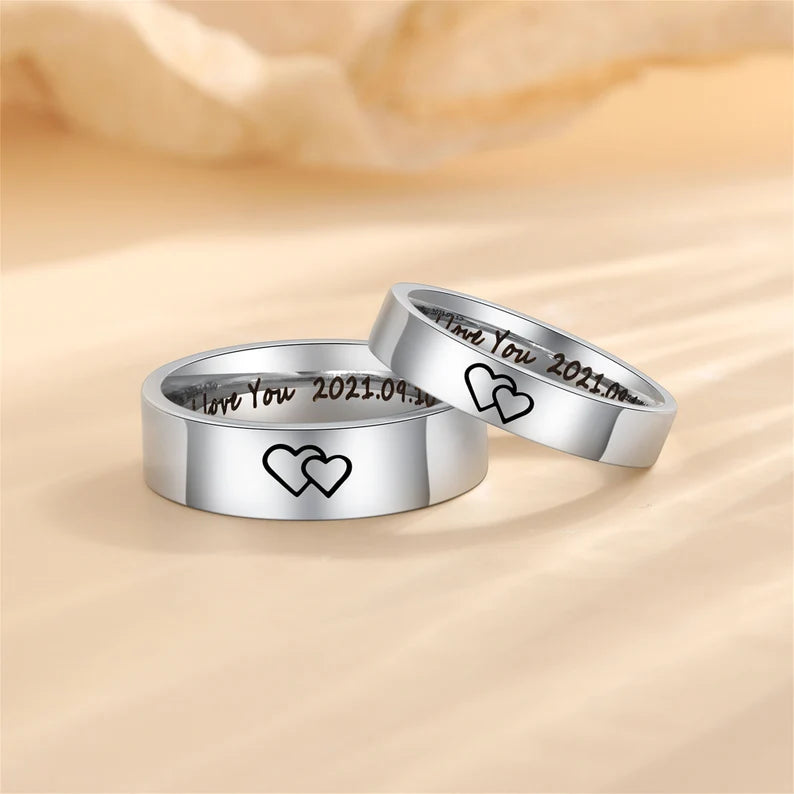 Couple Silver Ring Customized | 92.5 Pure Silver Name Ring