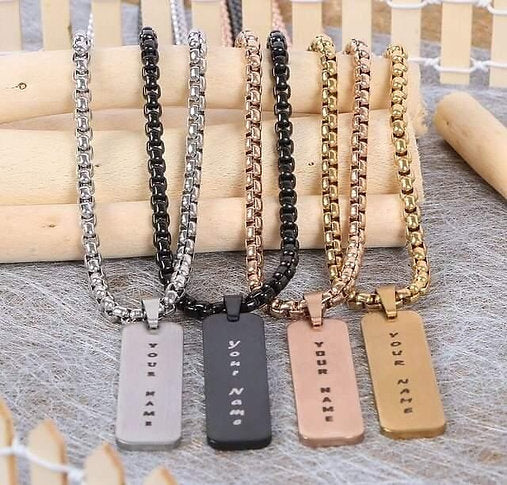 Mens Name Necklace (Flat Bar)