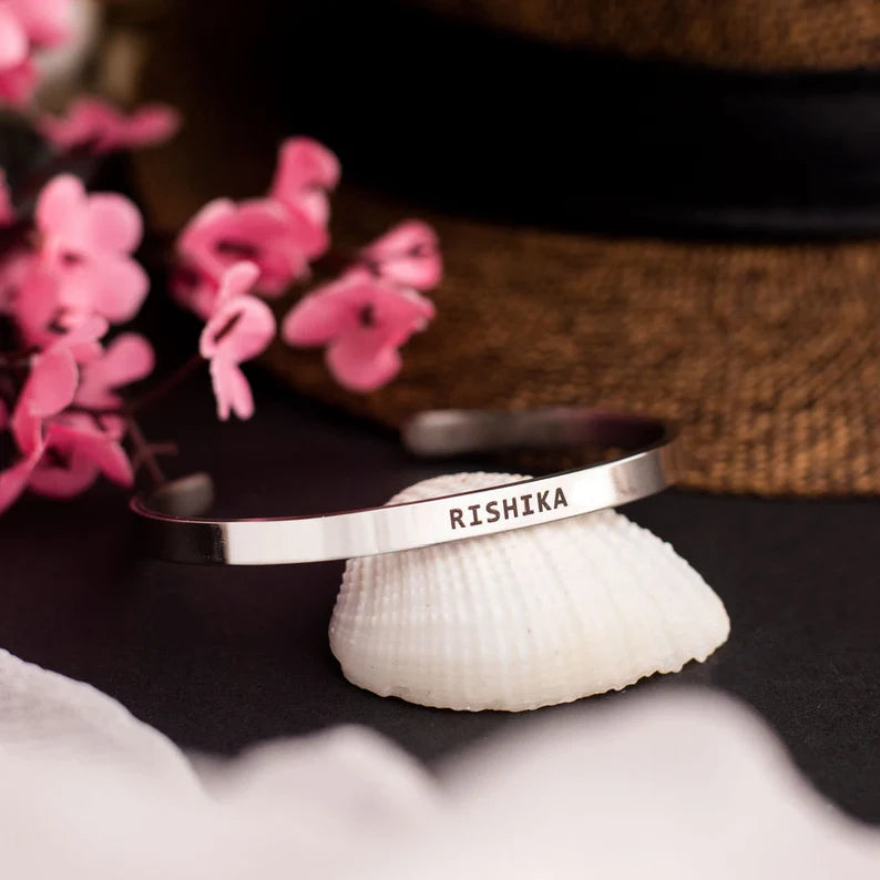 Pure Silver Hand Cuff- Engraved