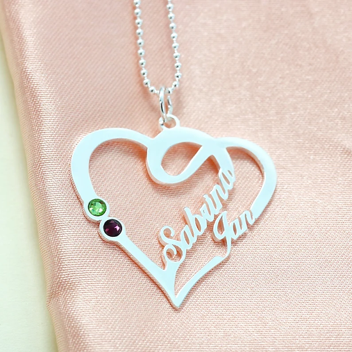 Silver Double Name Necklace | Silver Chain | 92.5 Pure Silver Name Necklace