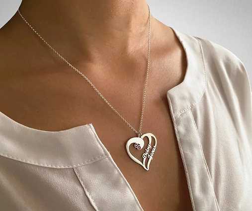 Silver Double Name Necklace | Silver Chain | 92.5 Pure Silver Name Necklace