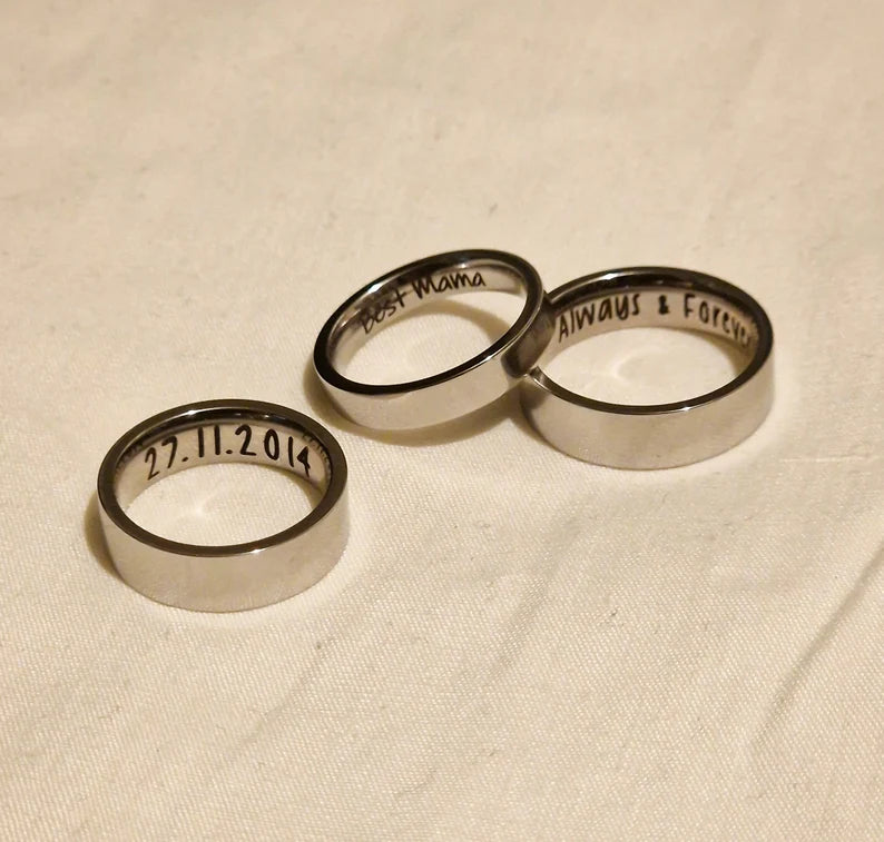 Engraved Silver Ring Single | 92.5 Pure Silver Name Ring
