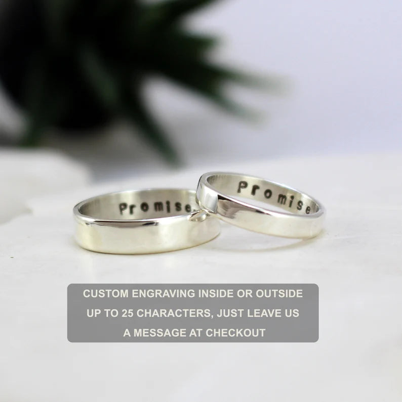 Engraved Silver Ring Single | 92.5 Pure Silver Name Ring