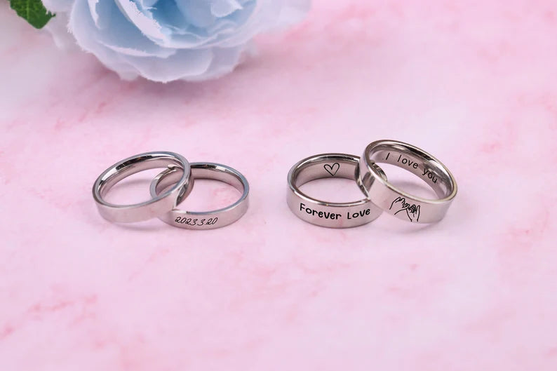 Engraved Silver Ring Single | 92.5 Pure Silver Name Ring